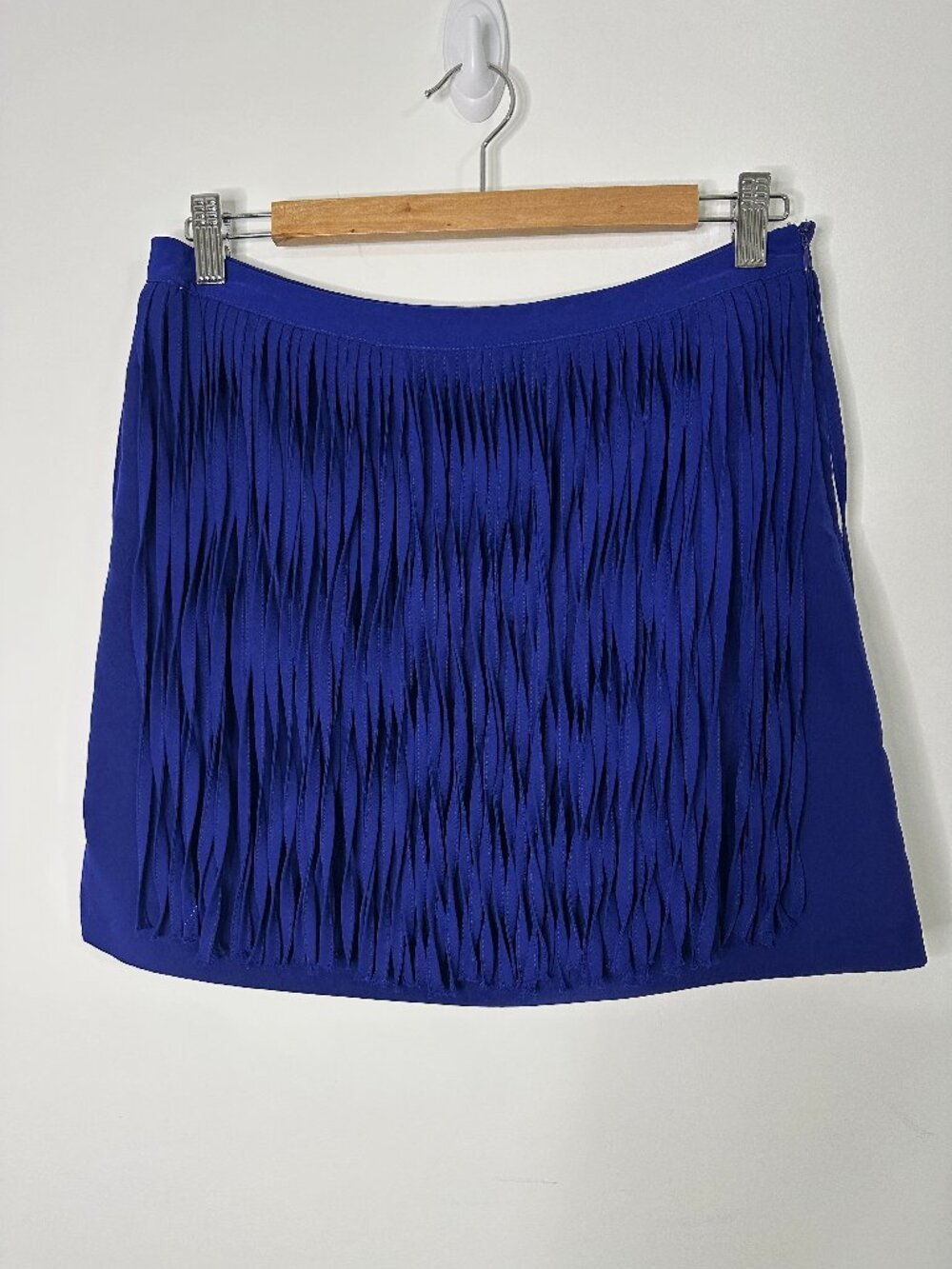 Zara Basic Cobalt Blue Fringe Layered Mini Skirt Size Medium